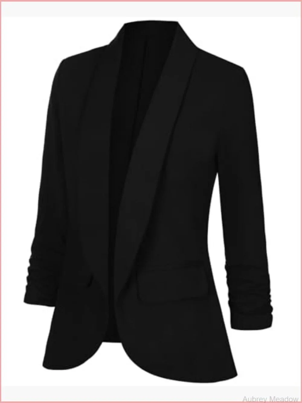 Women's Casual Open Front Blazer Shawl Lapel 3/4 Sleeve Office Lightweight
